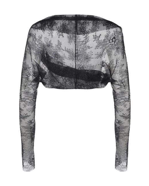 Alberta Ferretti Black Long Sleeve Laced Top