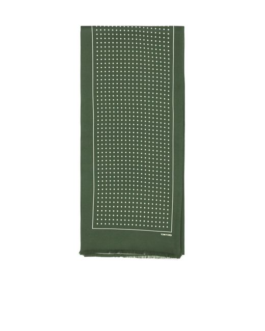 Tom Ford Green Polka Dot Satin Scarf for men