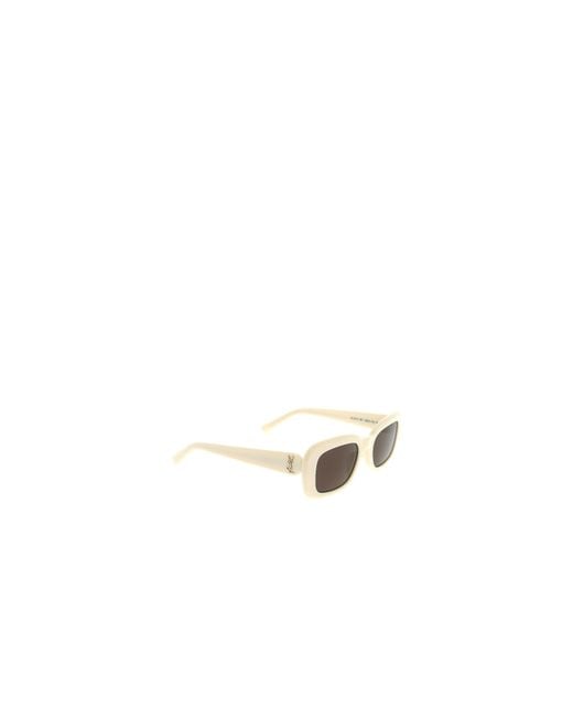 Saint Laurent White Eyewear Rectangle Frame Sunglasses
