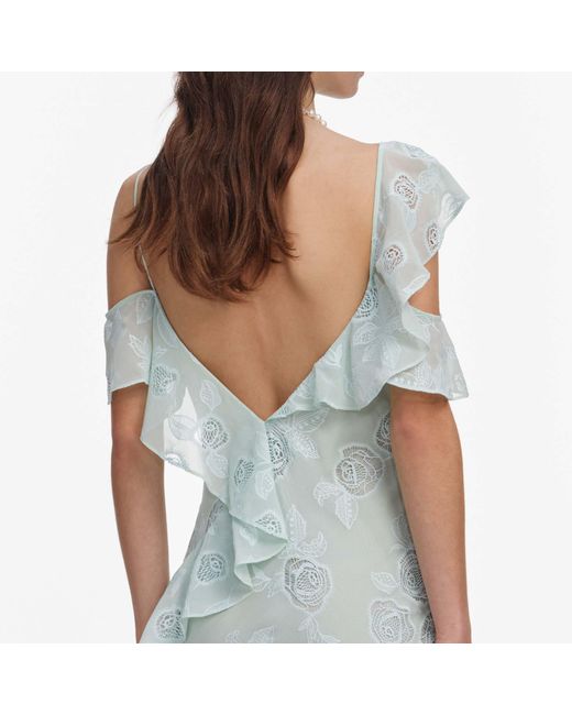 Self-Portrait Blue Floral-Lace Ruffled-Details Maxi Dress