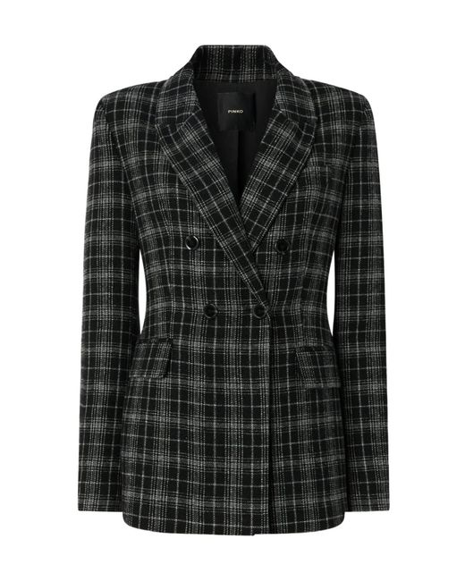Pinko Black Double-Breasted Check Jacket