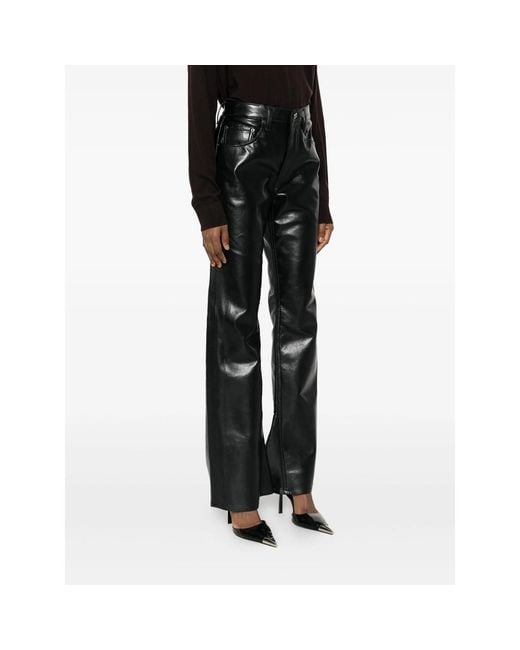 Agolde Black Coated Flared Jeans