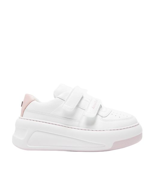 Acne White Touch-Strap Platform Sneakers