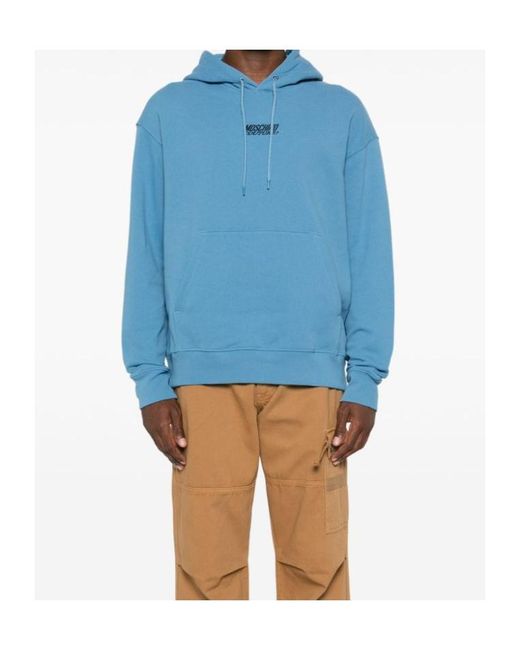 Moschino Blue Logo-Embroidered Cotton Hoodie for men