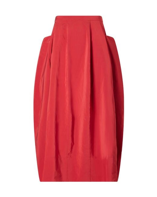 Tibi Red Lantern Paneled Shell Skirt