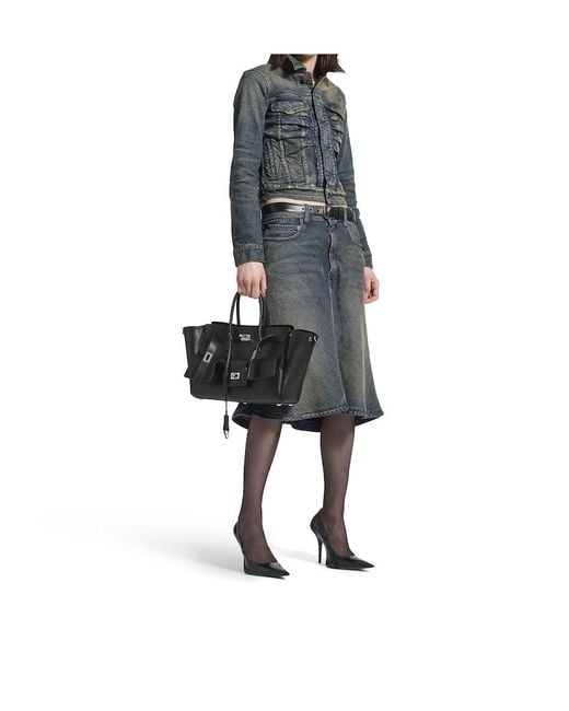 Balenciaga Gray Ruched Denim Jacket