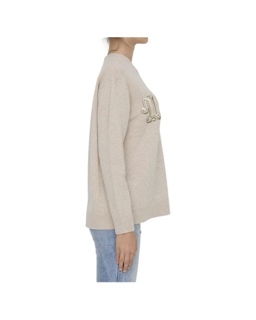 Max Mara White Plata Logo Embellished Crewneck Jumper