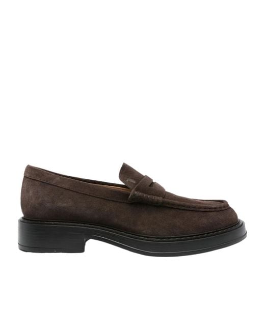 Tod's Brown Penny Suede Loafers for men