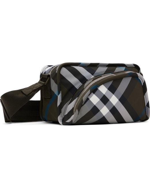 Burberry Black Shield Checked Camera Bag for men