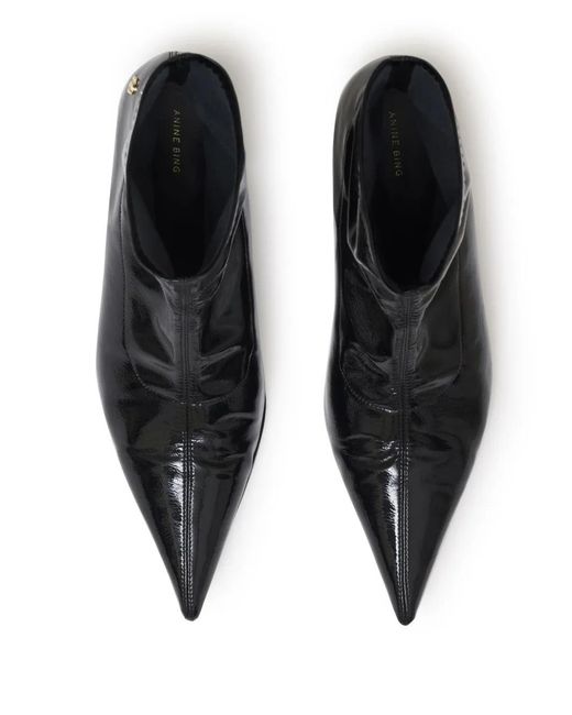 Anine Bing Black Hilda High-Shine Ankle Boots