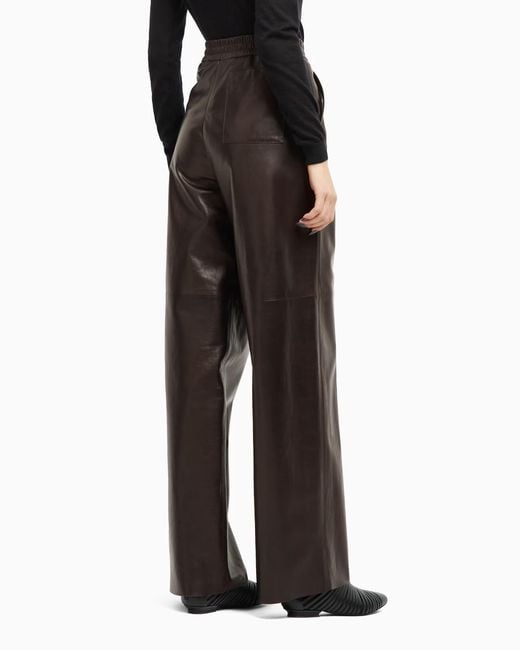 Giorgio Armani Brown Elasticated Wide-Leg Trousers