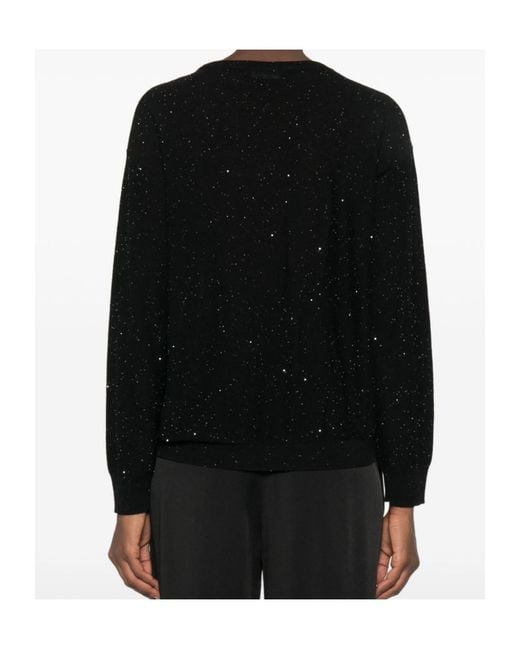 Fabiana Filippi Black Speckled Crew-Neck Knitted Sweater