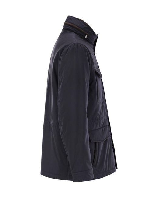 Fedeli Blue Rainstop Safari Jacket for men