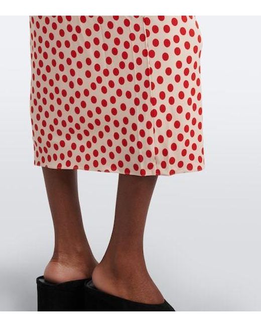 Alaïa Red Polka-Dot Jersey Midi Dress