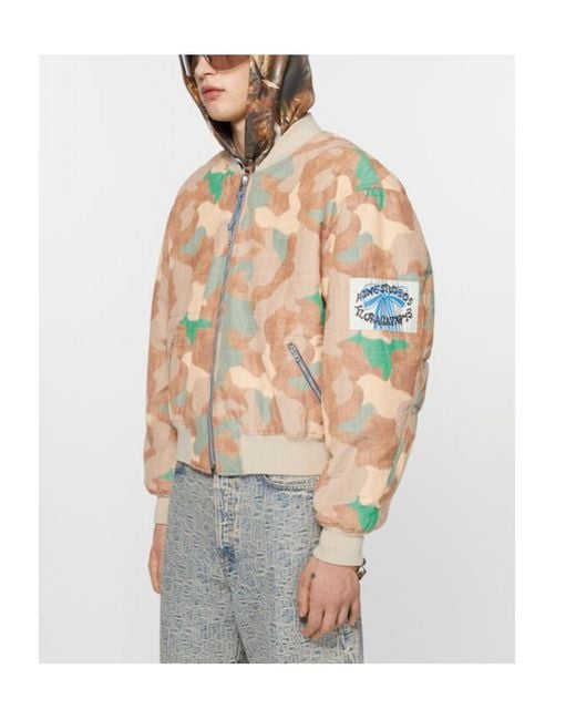 Acne White Camouflage Printed Zip-Up Bomber Jacket for men