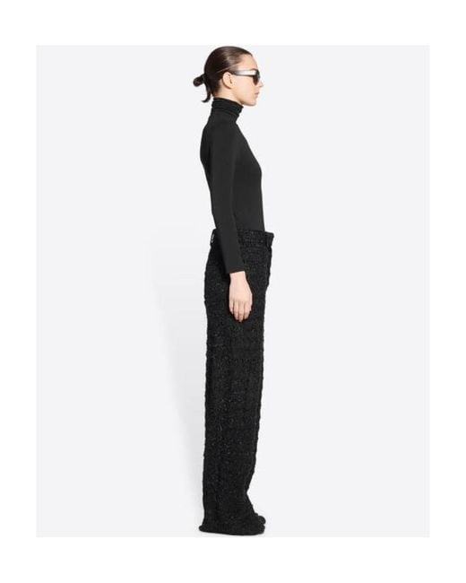 Balenciaga Black Tweed Metallic Thread Trousers