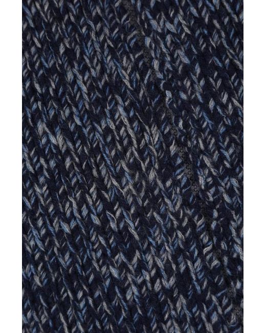 Brunello Cucinelli Blue High Neck Zipped Knitted Jumper for men