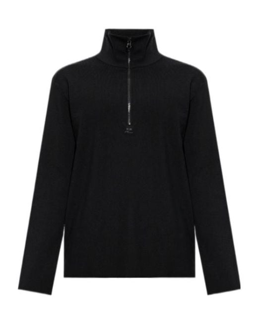 Courreges Black Stand-Up Collar Knitwear for men