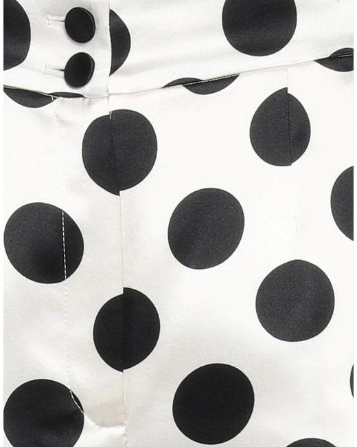 Dolce & Gabbana White Polka Dot Satin Casual Pants