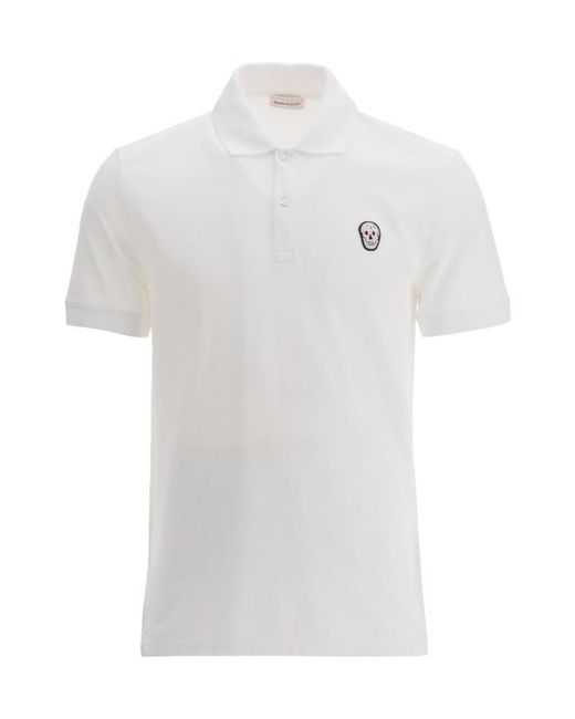 McQueen White Skull Patch Polo Shirt for men