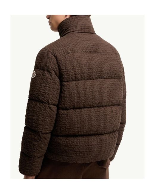 Moncler Brown Oronte Cotton Flannel Short Down Jacket for men