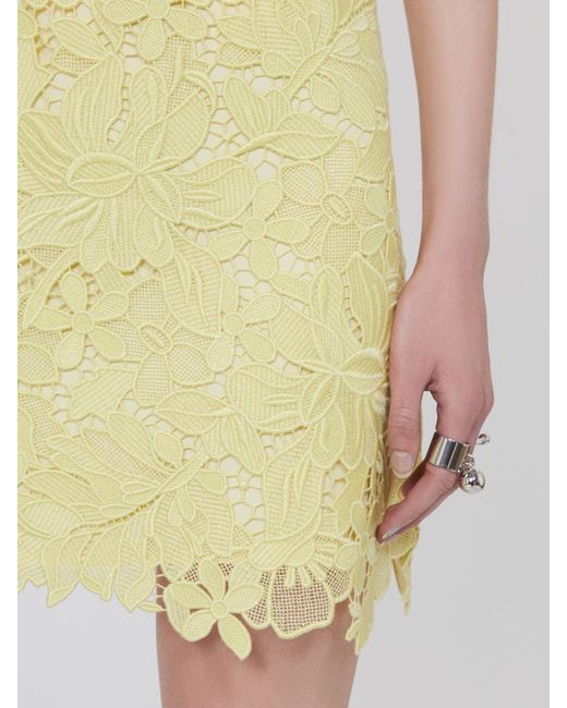 Sportmax Yellow Floral Lace Skirt