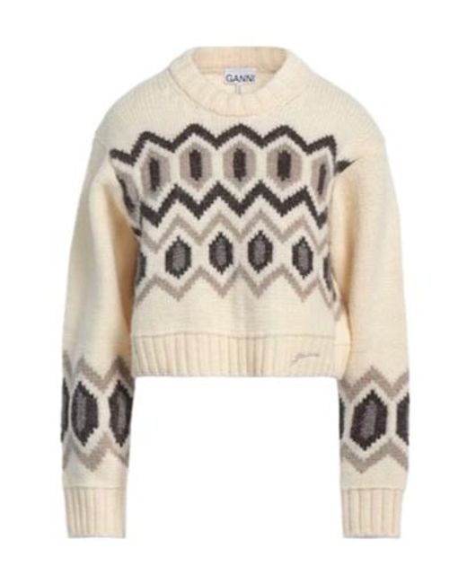 Ganni White Multi-Color Knit Top