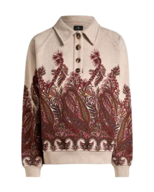 Etro Brown Cotton Sweatshirt With Placed Print