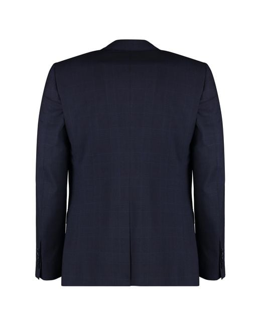 Dolce & Gabbana Blue Single-Breasted Glen Plaid Martini-Fit Suit for men