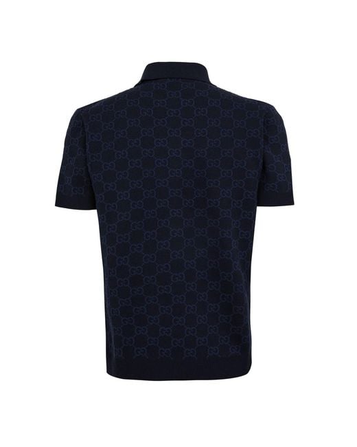 Gucci Blue Cttn Silk Polo Sn61 for men