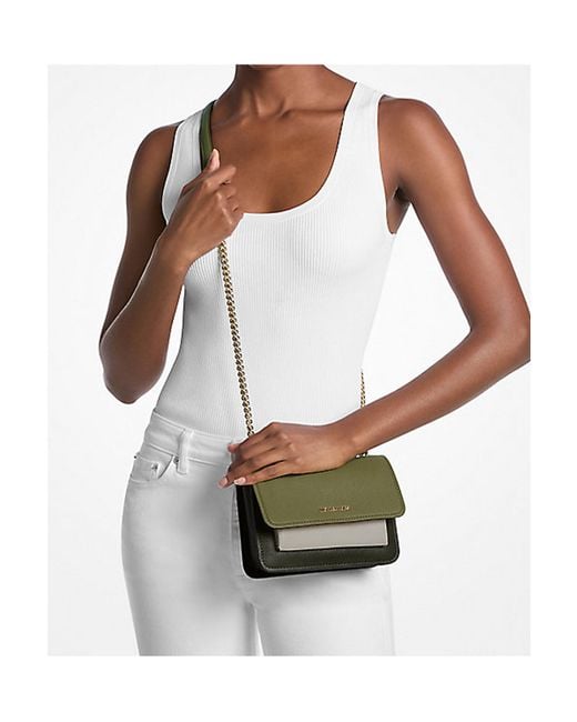 Michael Kors Green Claire Small Patchwork Crossbody Bag