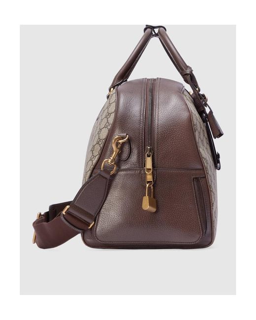 Gucci Brown Gg Supreme Web Band Duffle Bag for men