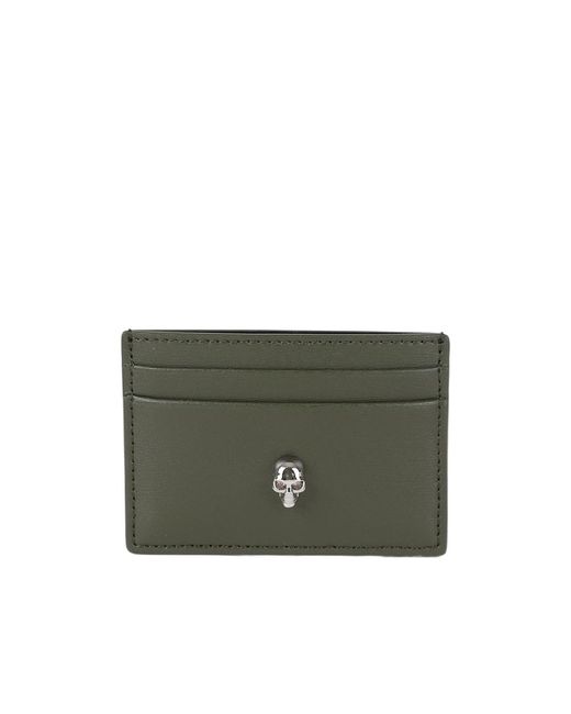 McQueen Green Skull Leather Card Holder