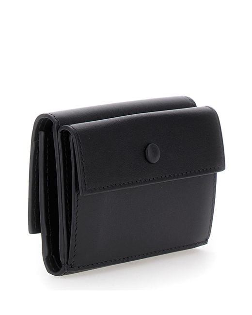 Acne Black Logo Detailed Trifold Wallet for men