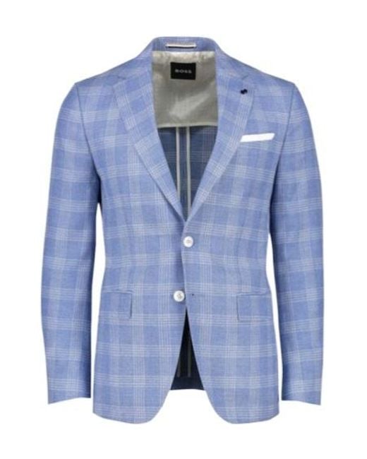 Boss Blue Checked Suit Coat for men