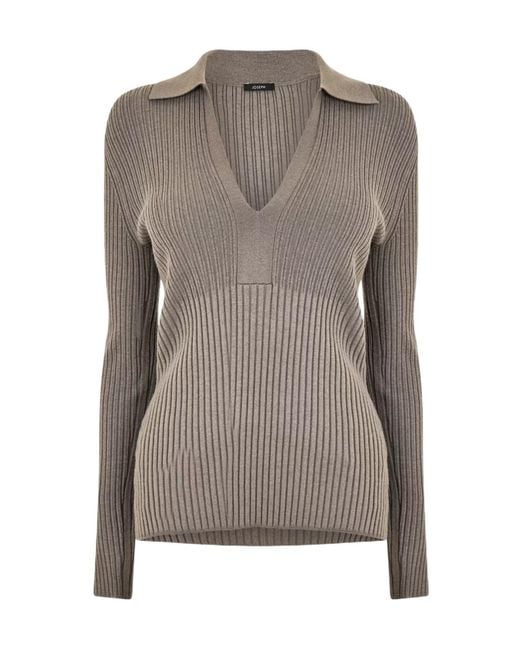 Joseph Brown Long-Sleeved Ribbed Sweater