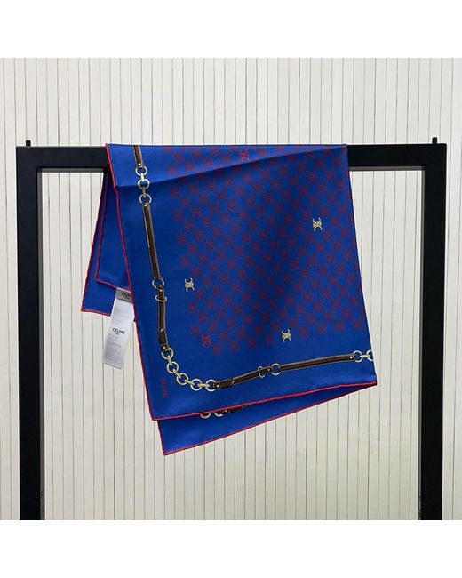 Céline Blue Patterned Silk Scarf