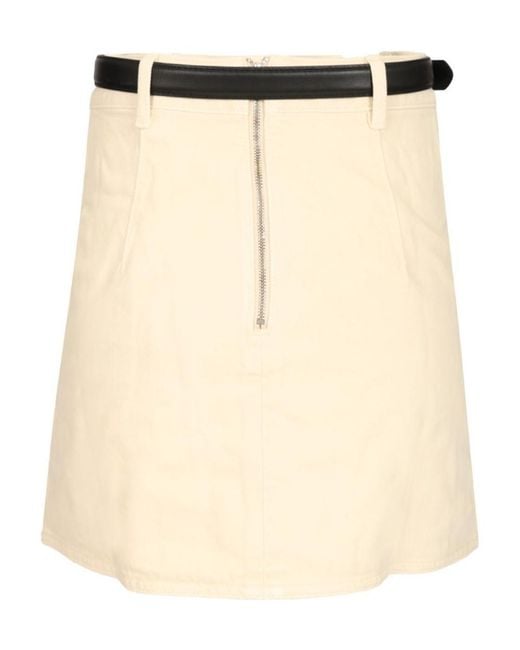 Self-Portrait Natural Beaded Floral Denim Mini Skirt