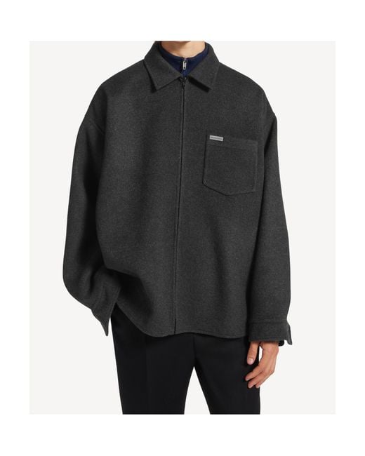 Balenciaga Black Zip-Up Brushed Overshirt for men