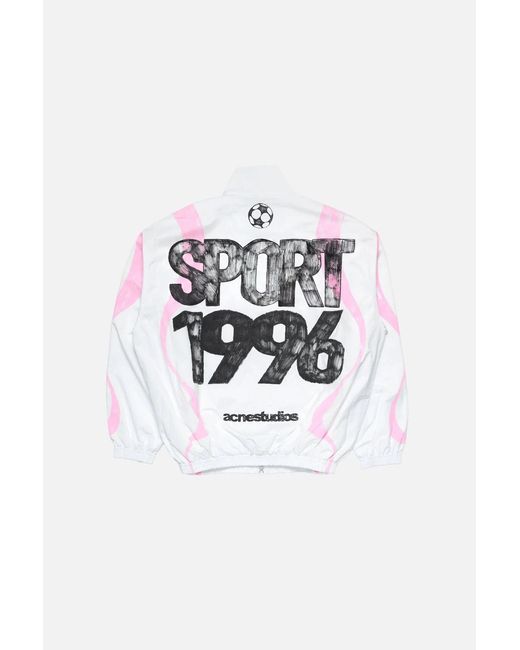 Acne White Technical Jacket With Logo for men