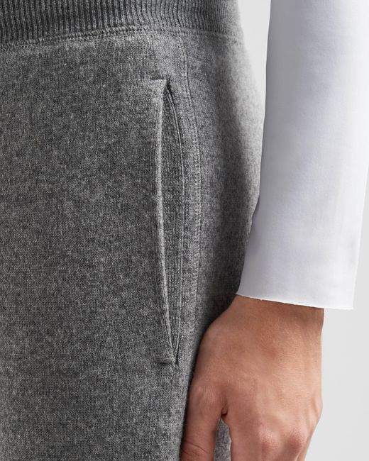 Prada Gray Logo Patch Knitted Track Pants for men
