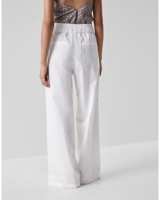 Brunello Cucinelli White Exposed-Seam Palazzo Trousers