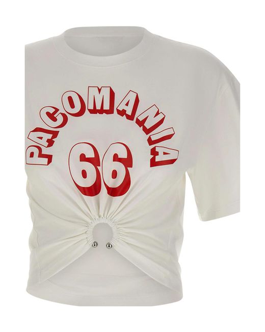Rabanne White Rabanne Pacomania Cropped Ruched T-Shirt