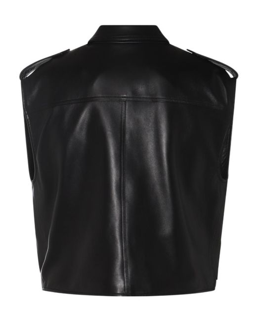 Dolce & Gabbana Black Logo Plaque Biker Leather Gilet for men