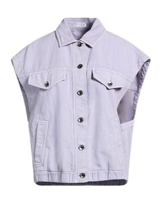 Brunello Cucinelli Blue Short-Sleeved Denim Vest