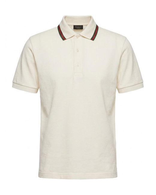 Gucci White Jersey Piquet Polo Shirt for men