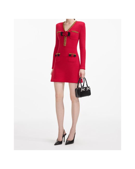 Self-Portrait Textured-Knit Mini Dress