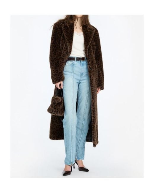 ROTATE BIRGER CHRISTENSEN Black Long Faux Fur Coats