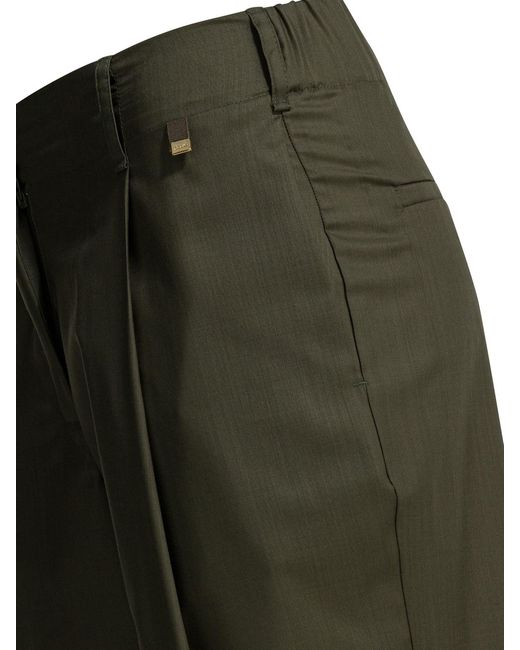 Herno Green Pleated Straight-Leg Pants