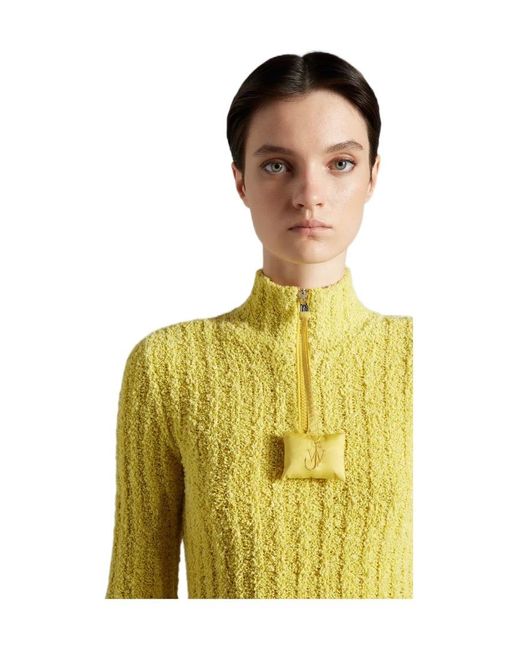 Moncler Yellow X Jw Anderson Half-Zipped Knitted Jumper